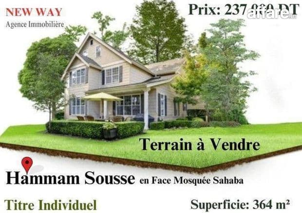 Terrain Fait le Coin à Hammem Sousse en Face Mosquée Sahaba