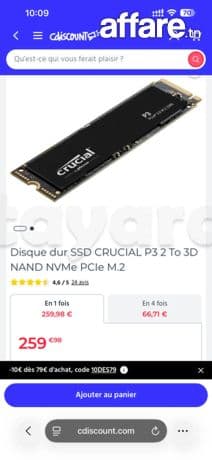 Ssd Nvme Crucial 2t comme neuf 