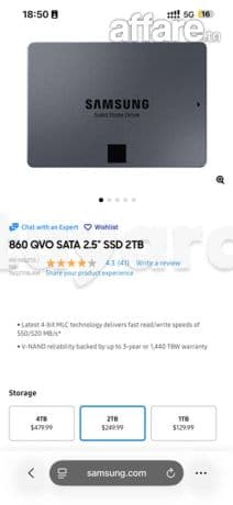 Ssd Samsung 2tb 870 QVO comme neuf