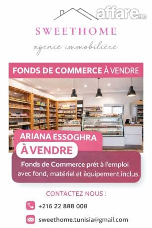Fonds de commerce à vendre à Ariana Essoghra 