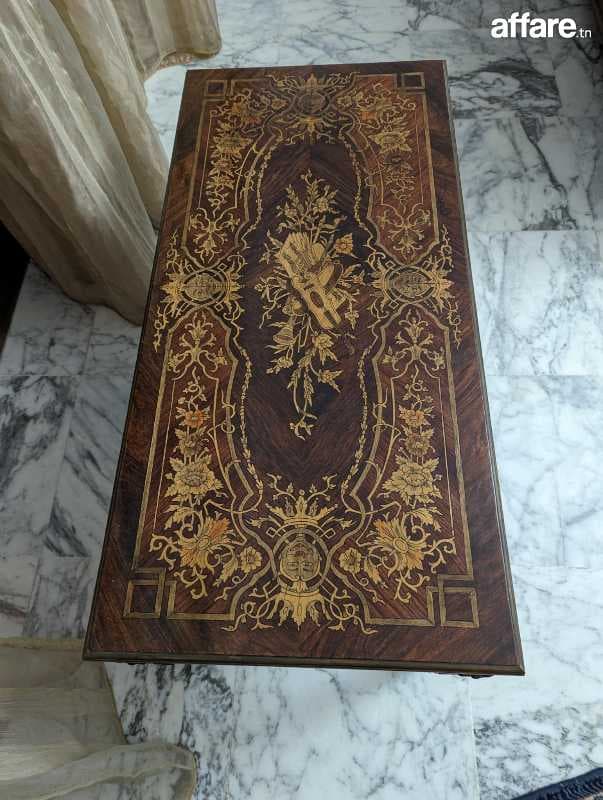 Ancienne Table Basse en Marqueterie - Pièce Rare (93x44cm)