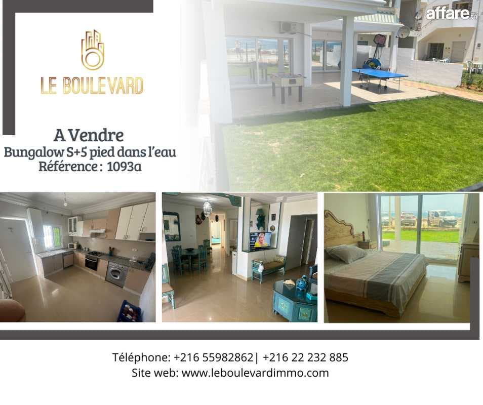 A Vendre Bungalow RDC S+5 Pied Dans L'eau Avec Jardin