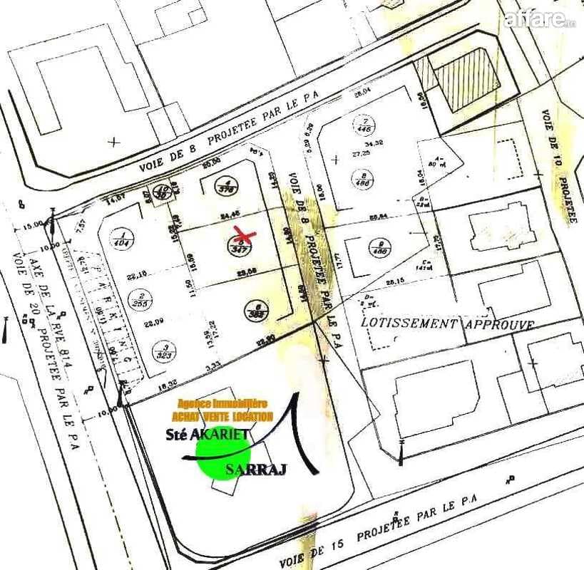 #Terrain #Approuvé #Jumelé de deux Côté [#347m²] #Hergla 