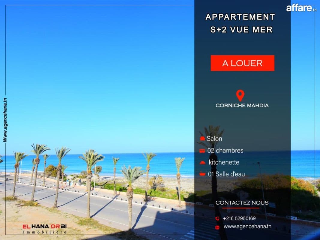 A louer pour Toute l’année s+2 vue Mer avec parking 