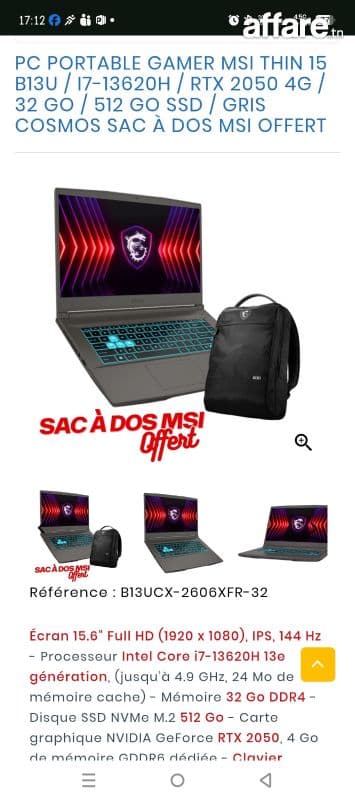 PC Gamer MSI Avec sac d'origine MSI