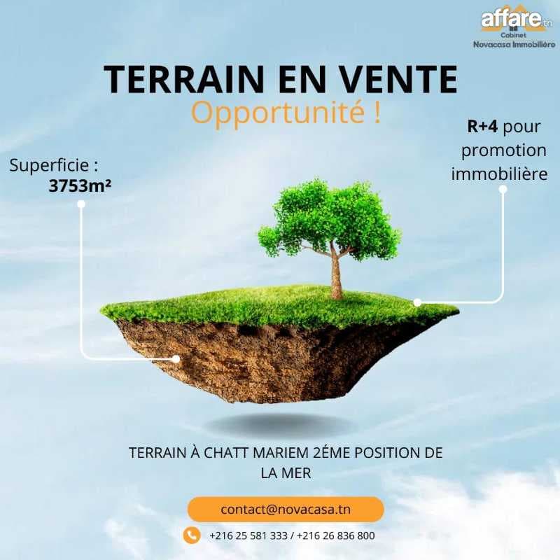 Terrain 3753m² à chott mariem