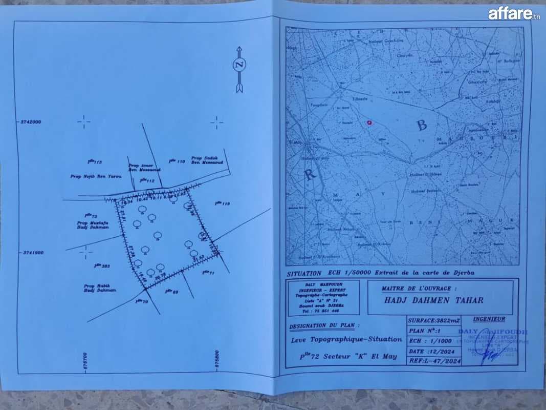 TERRAIN 3 822 M² A EL MAY 4175 DJERBA DIS BEN MESSAOUD