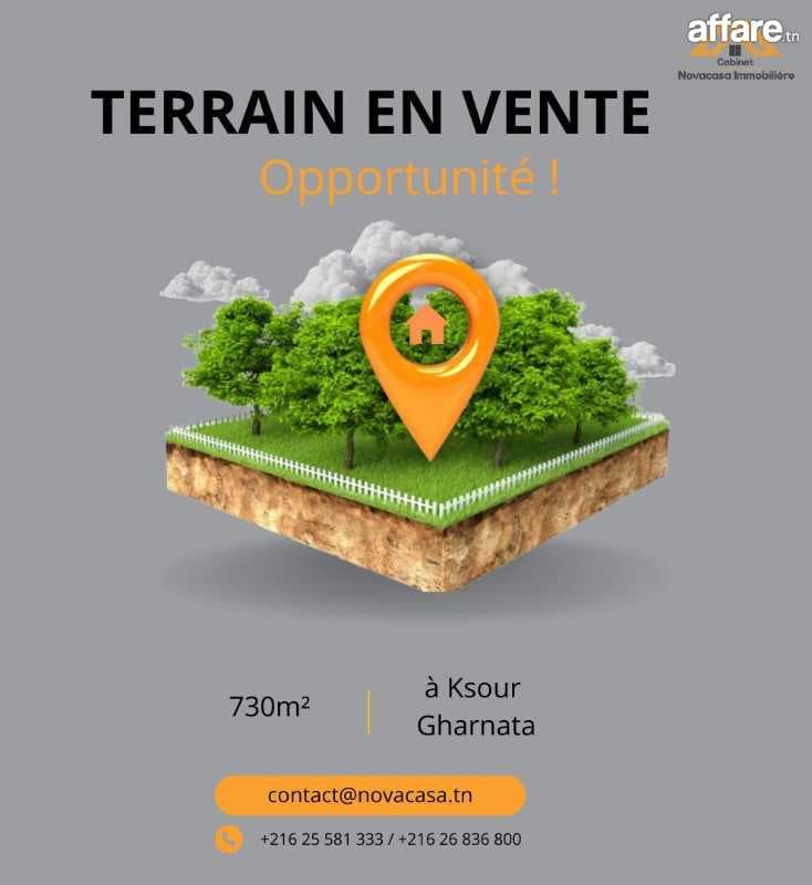 A vendre Terrain à Ksour Gharnata 730m²