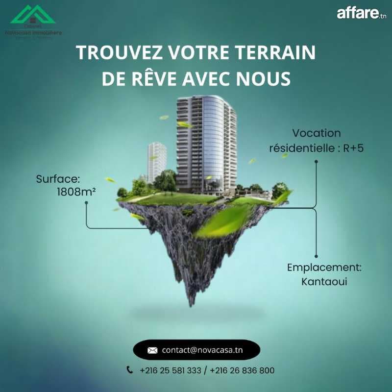 A vendre Terrain 1808 m² à Kantaoui