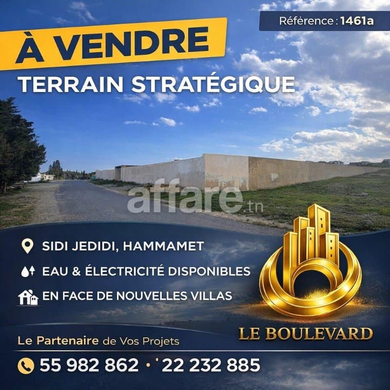 A Vendre Terrain 8200m² Clôturé à Sidi Jdidi, Hammamet