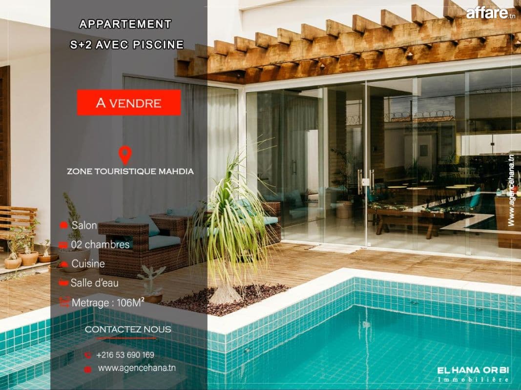 Bien à vendre s+2 avec piscine directement promoteur à Mahdi