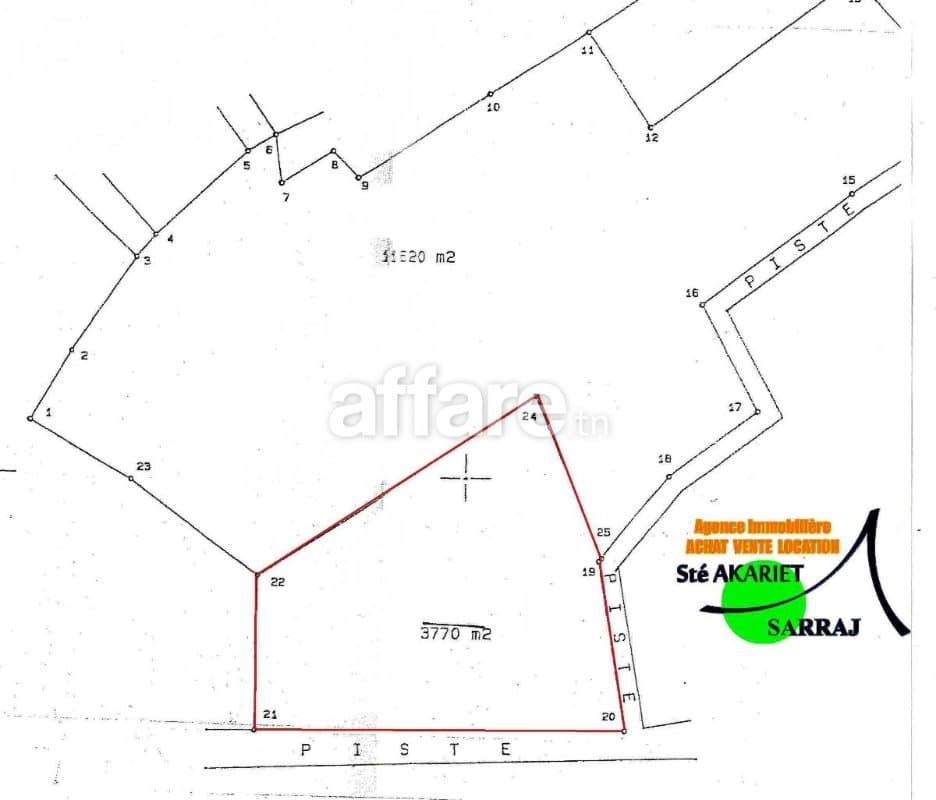 #Terrain [#3770m² = #Façades 95m] #Chott Romaine #Akouda
