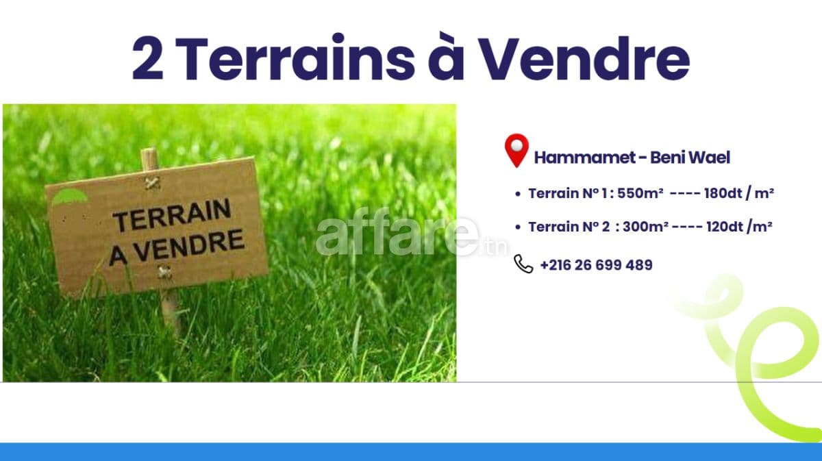 Terrain à vendre à Hamammet 