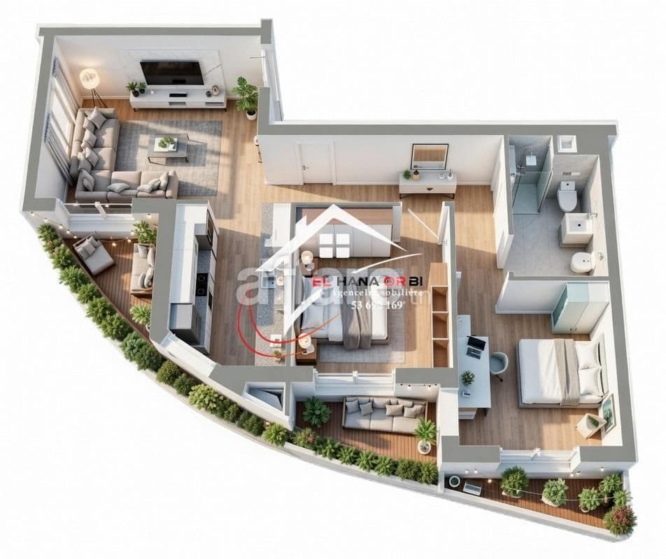 à Mahdia corniche à vendre appartement s+2 avec piscine 