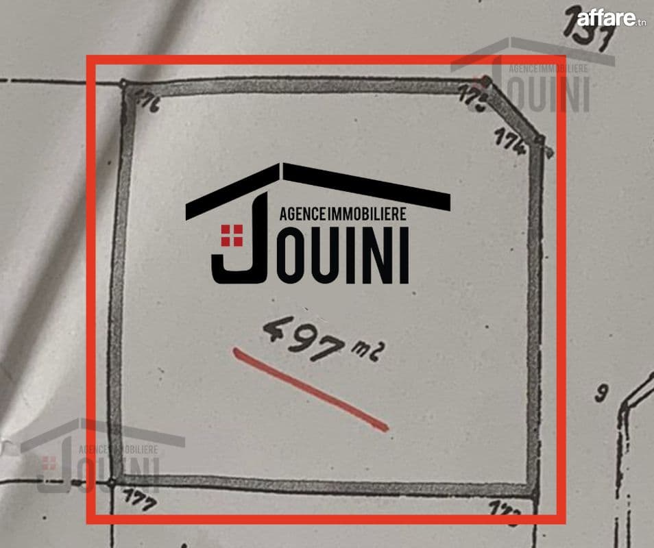 Terrain 497 M² à Borj Louzir La Soukra