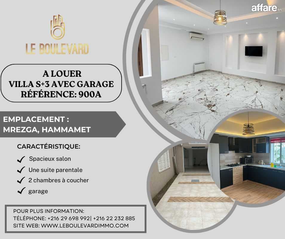 A Louer Villa S+3 Haut Standing Avec Garage à Mrezga