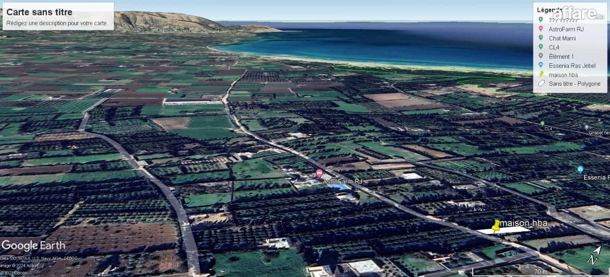 Terrain ras jbal 310 m 2 + maison 60 m2