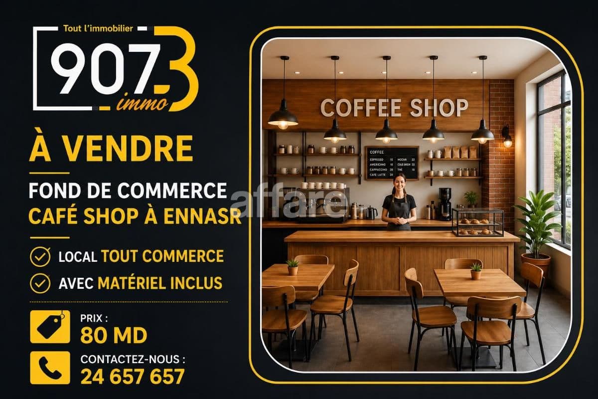 À vendre Fonds de commerce Coffee Shop à Ennasr 2