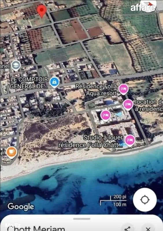 TERRAIN A VENDRE-5300m2- à 800m de la mer, Chott Mariem