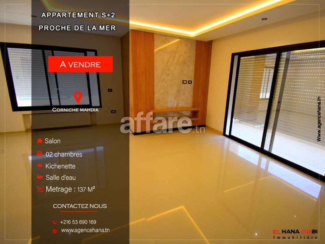 À vendre s+2 vue sur mer latéral luxe et neuf