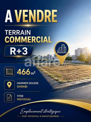 Terrain Commercial 466m² Hammam Sousse Ghrabi