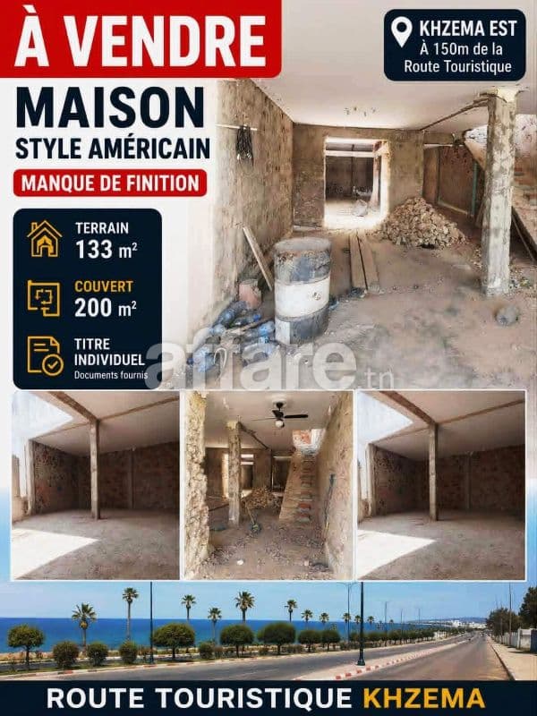 A VENDRE Maison Style Américain Manque de Finition Khzema