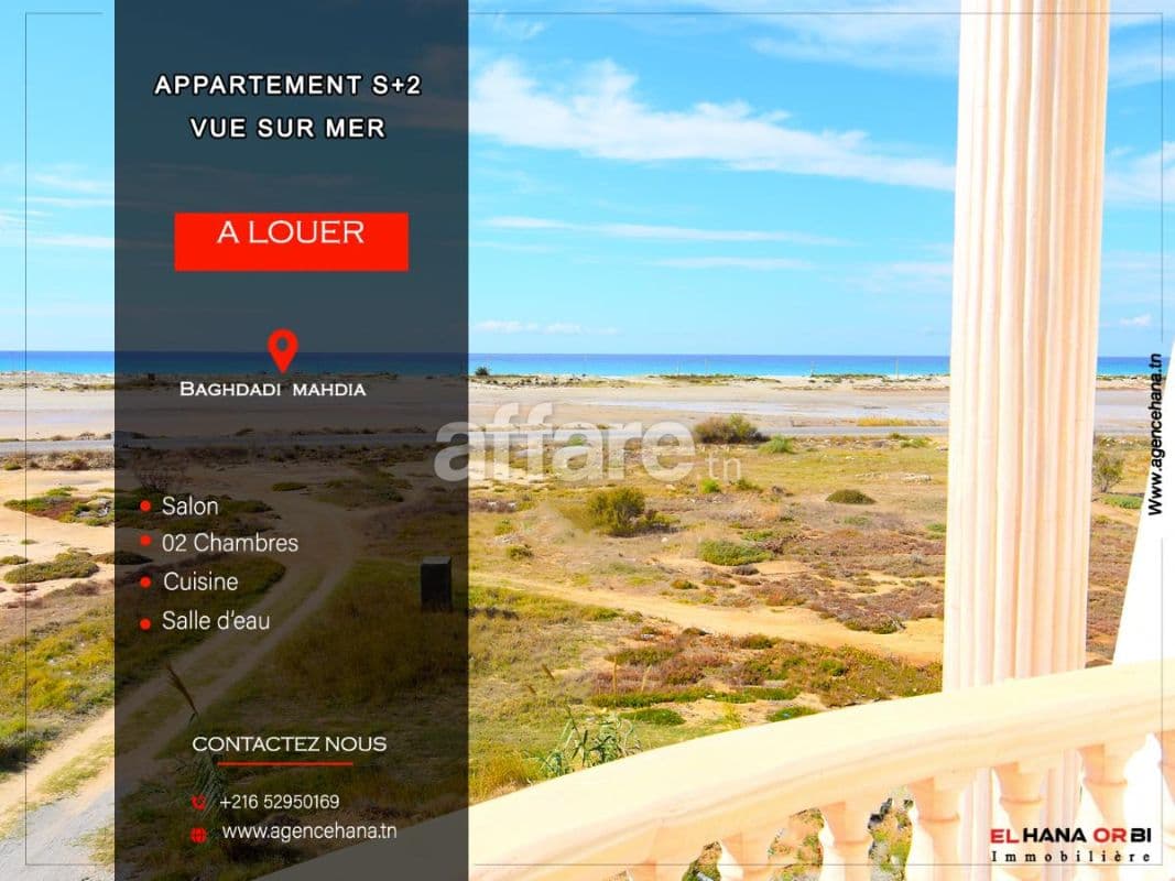 A louer pour estivale Appartement s+2 Vue sur Mer à Baghdadi