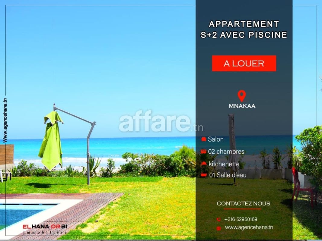A louer pour vacances s+2 front de la à Mnakaa