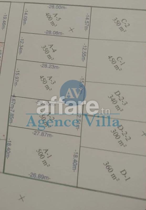 Terrain de 300m² à 500² à vendre à la soukra sidi frej