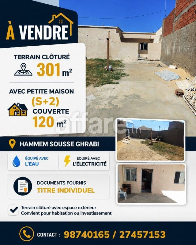Terrain Clôturé Avec Espace Extérieur Hammem Sousse Ghrabi