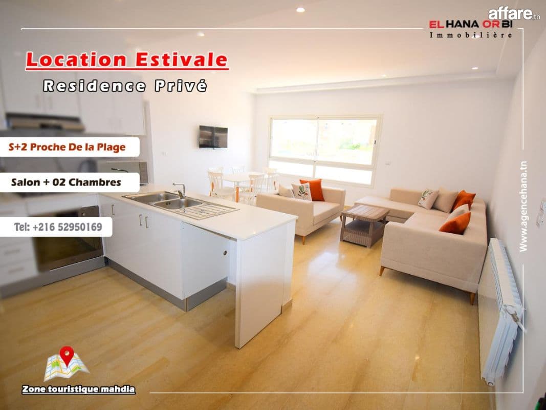 pour location de vacance appartement s+2 neuf à mahdia