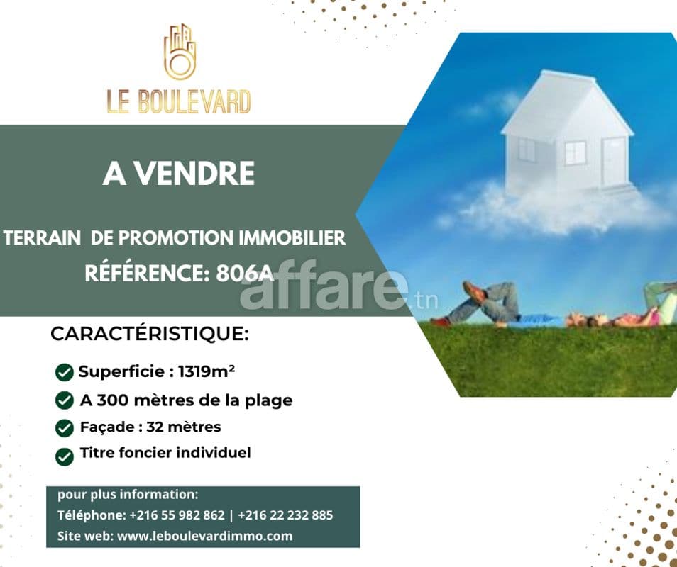 A vendre terrain R+6 vue sur mer à Avenue Mohamed V Nabeul