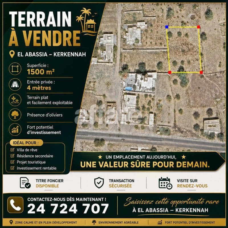OPPORTUNITÉ RARE À KERKENNAH TERRAIN À VENDRE