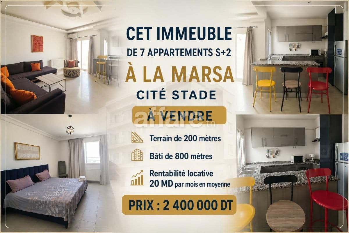 A vendre un immeuble de rapport de 7 appartements à la Marsa