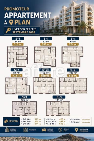 Des appartements sur plans aux jardins de Carthage