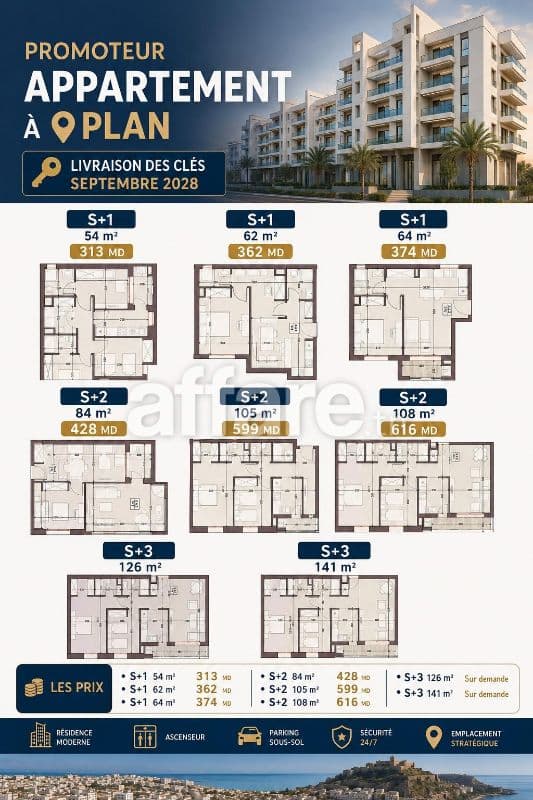 Des appartements sur plans aux jardins de Carthage