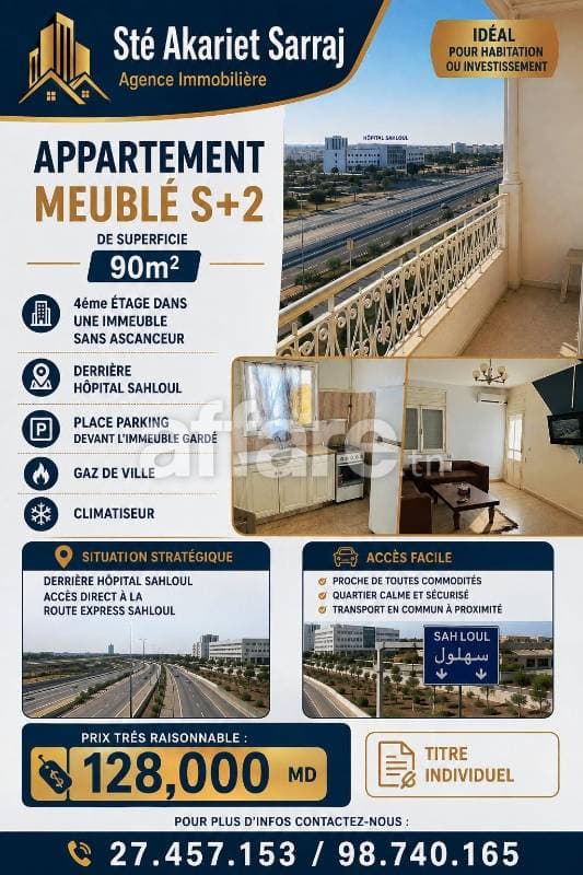 Ne Rater Pas Appartement S+2 derriére Hôpital Sahloul