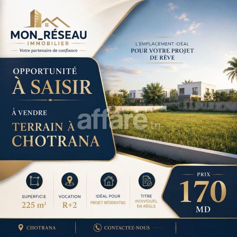 CHOTRANA TERRAIN À VENDRE OPPORTUNITÉ RARE