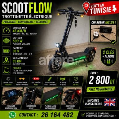  SCOOTFLOW  Trotinette électrique 45km/h 500W- 36v