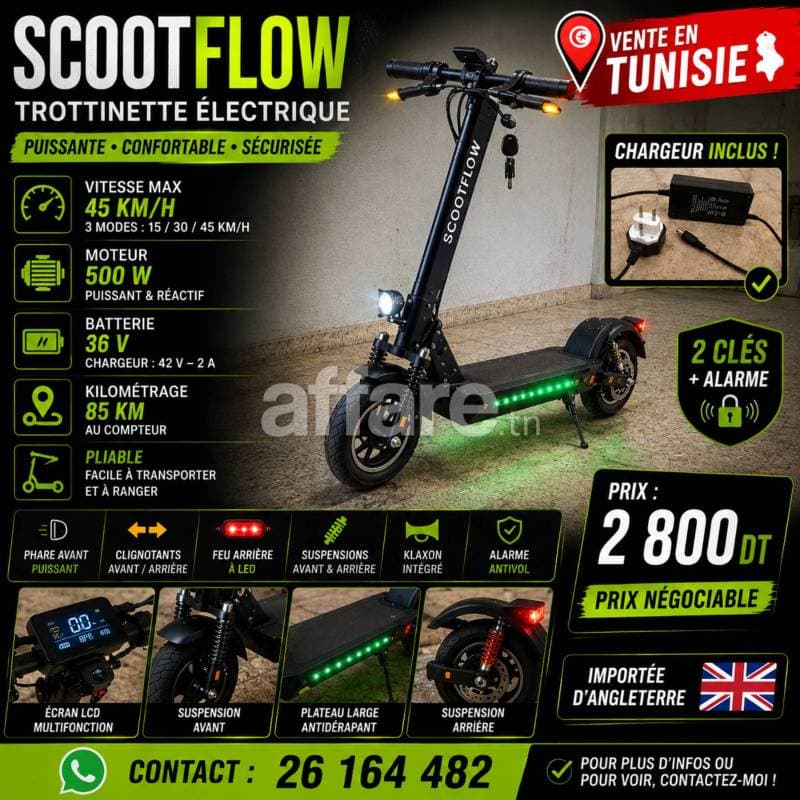  SCOOTFLOW  Trotinette électrique 45km/h 500W- 36v