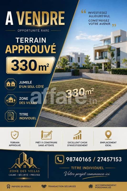Offre Terrain Approuvé 330m² Hammem Sousse Ghrabi