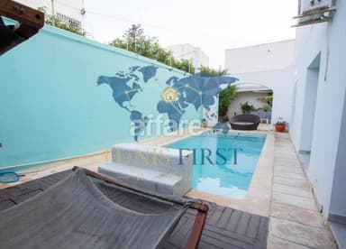 A louer RDC de Villa Meublée avec piscine à Carthage