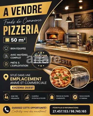 Pizzeria Bien équipé Avec Matériel 50m² Khzema Ouest