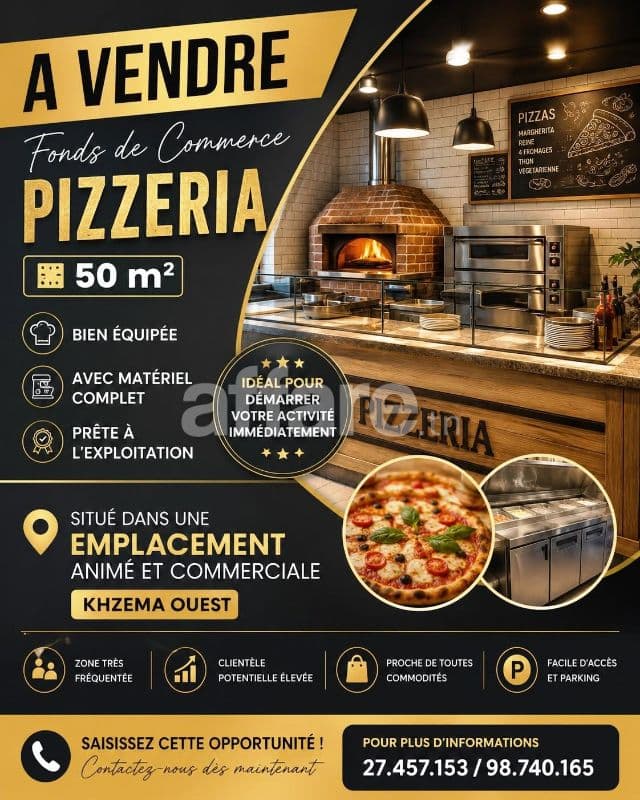 Pizzeria Bien équipé Avec Matériel 50m² Khzema Ouest