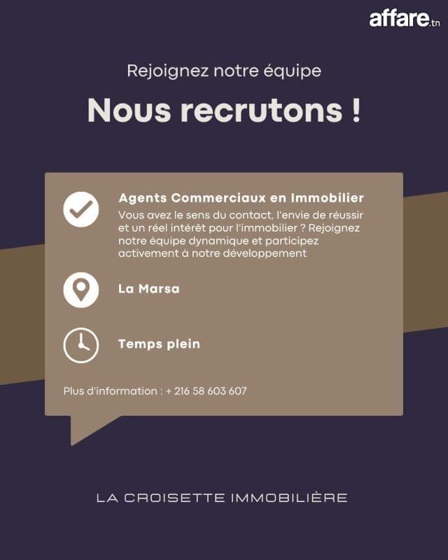 Agents Commerciaux en Immobilier – Ain Zaghouan