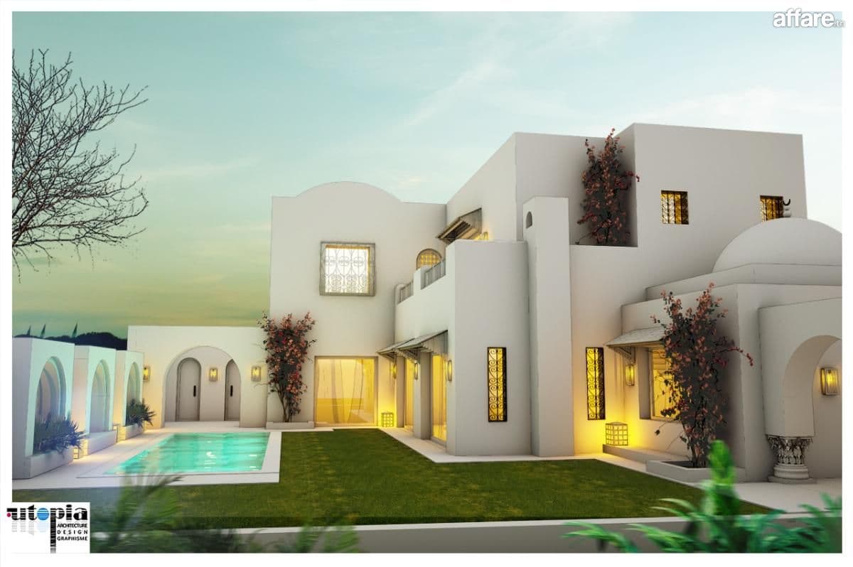 A vendre sur plan : villa de charme avec piscine s+4 en cour