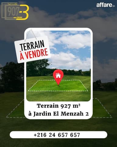 à vendre Terrain constructible 927 m2 – Jardin El Menzah 2