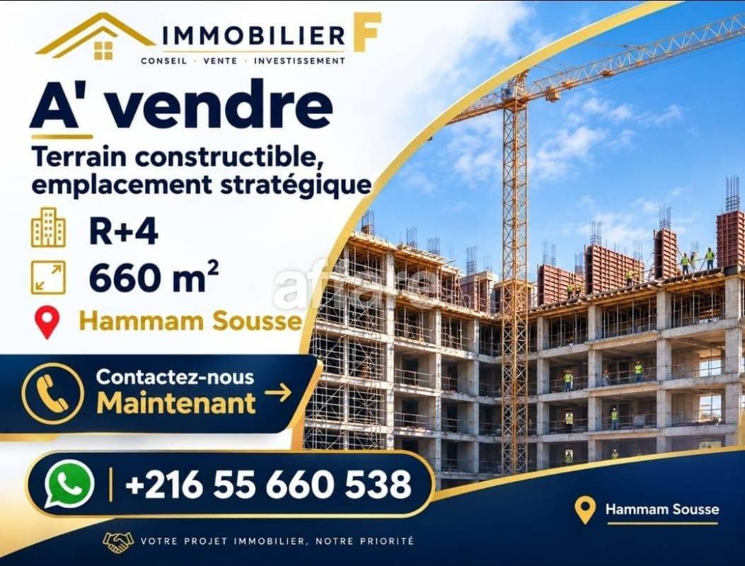 Terrain 650 m² à deux pas de la mer hammam Sousse kantaoui