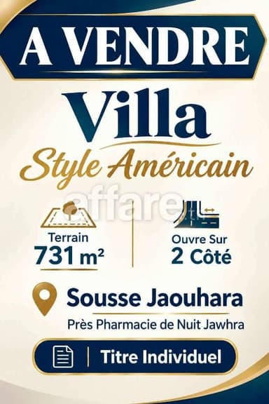 Offre Villa Style Américain Prés Pharmacie de Nuit Jaouhara