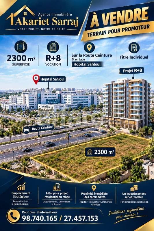 Idéal Pour Vos Projet Terrain 2300m² Sur la Route Ceinture